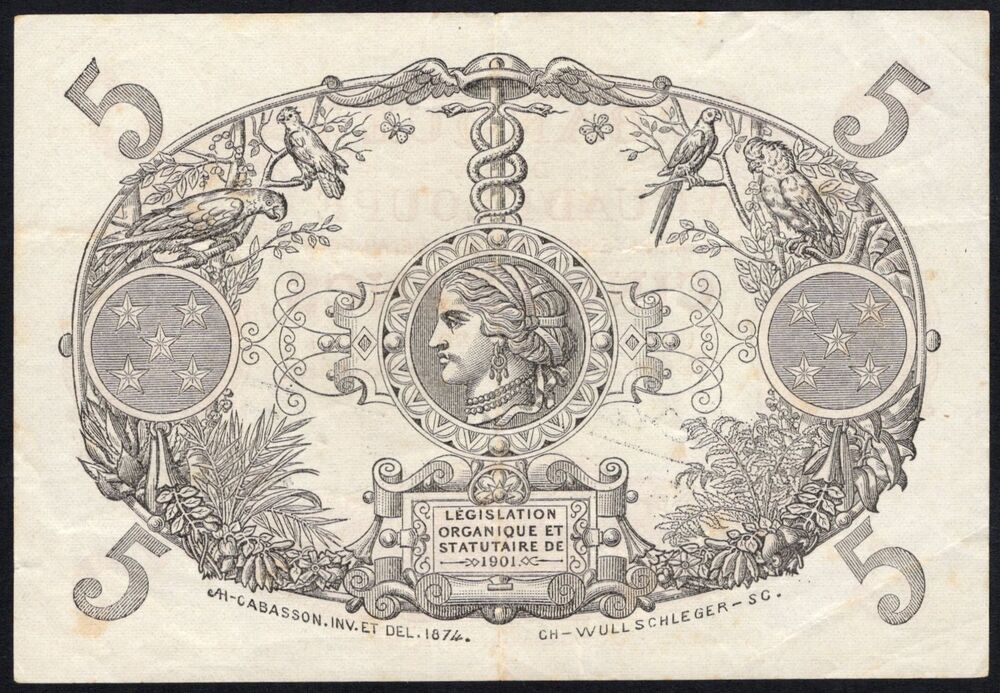 Guadeloupe - 5 Francs 1928/45 - Pick # 7e - VF