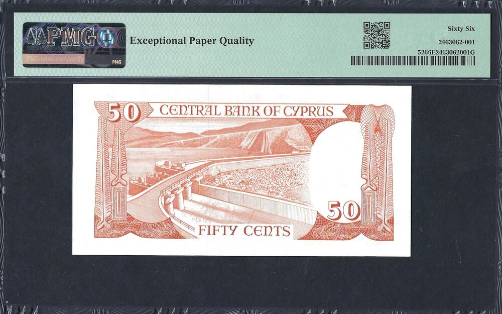 Cyprus - 50 Cents 1988 - Pick # 52 - PMG 66 EPQ