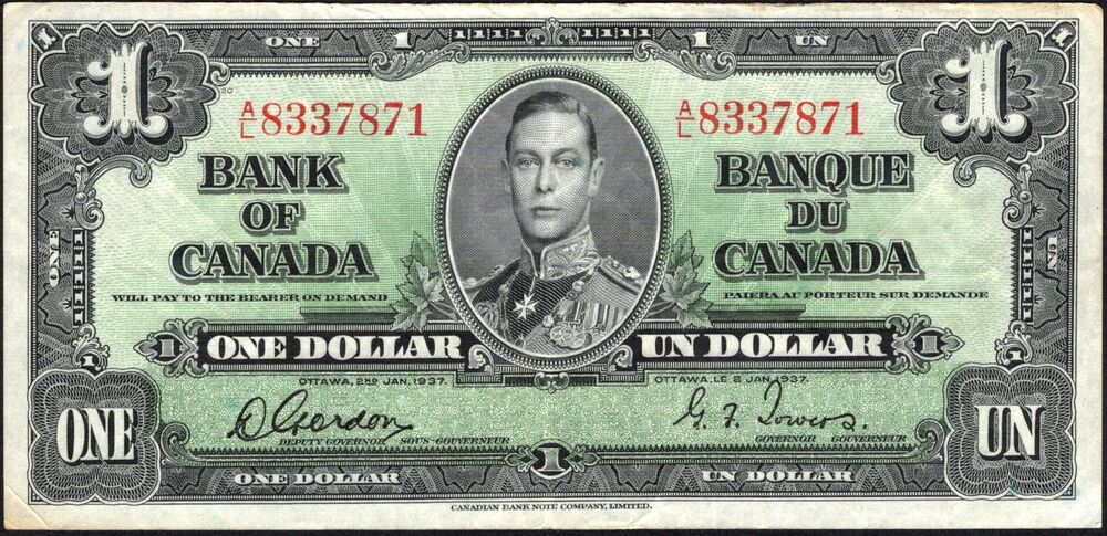 Canada - 1 Dollar 1937 - Pick # 58d - VF