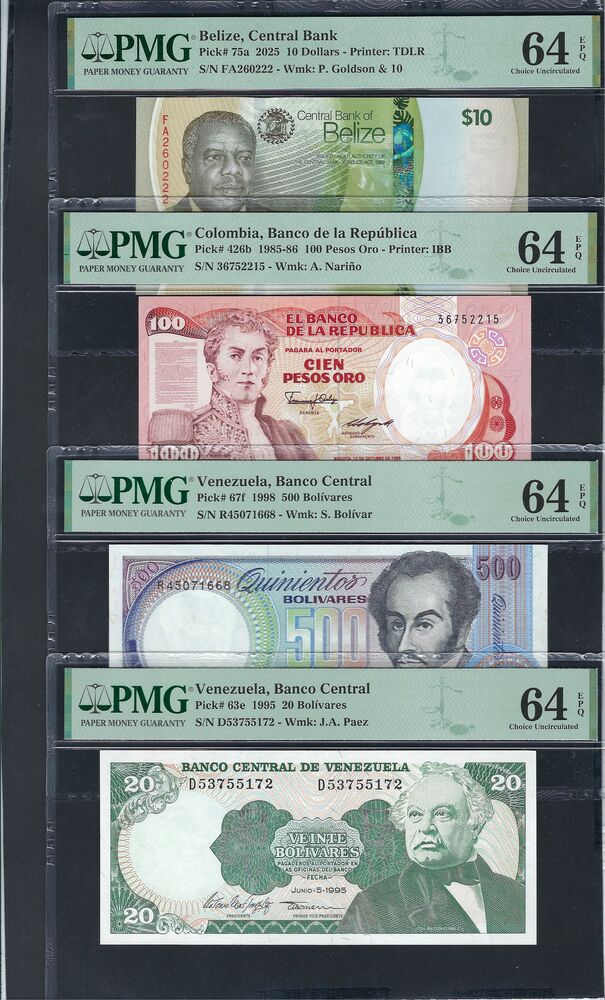 Group of 4 PMG graded notes, America