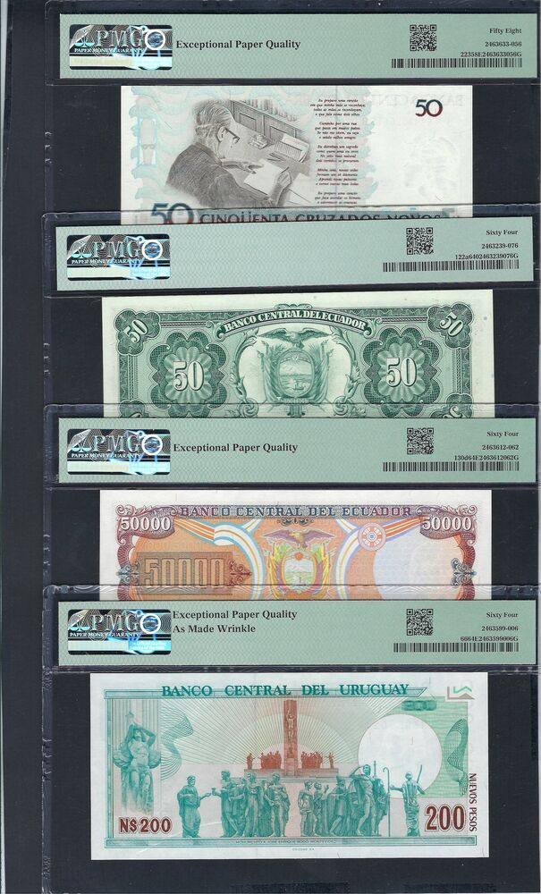 Group of 4 PMG graded notes, America (2)