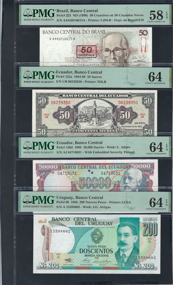 Group of 4 PMG graded notes, America (2)