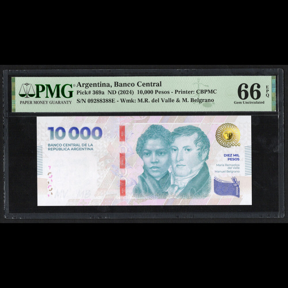 Argentina - 10.000 Pesos 2024 - Pick # 369a - PMG 66 EPQ