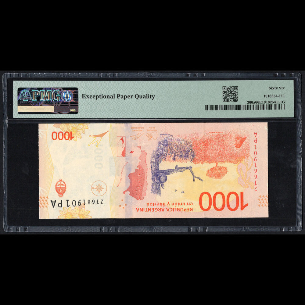 Argentina - 1000 Pesos 2017 - Pick # 366a - PMG 66 EPQ