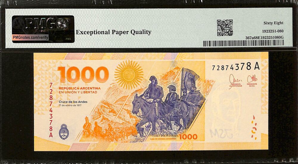 Argentina - 1000 Pesos ND (2023) - Pick # 367a - PMG 68 EPQ