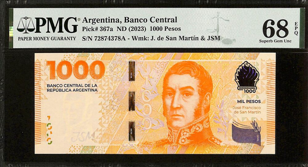 Argentina - 1000 Pesos ND (2023) - Pick # 367a - PMG 68 EPQ