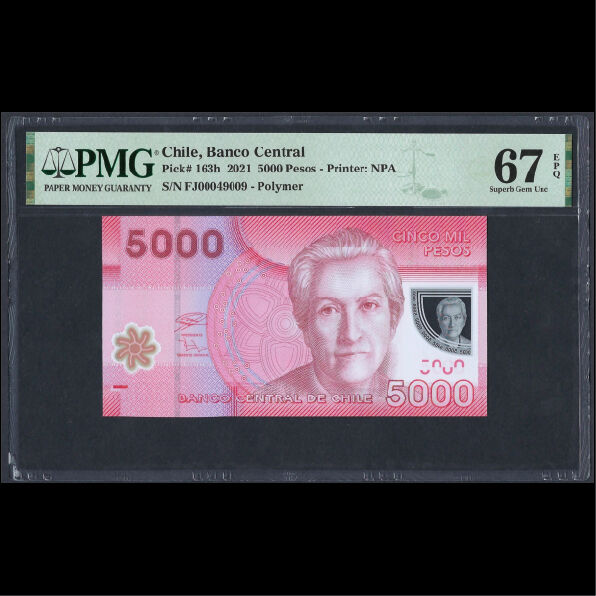Chile - 5000 Pesos 2021 - Pick # 163h - PMG 67 EPQ