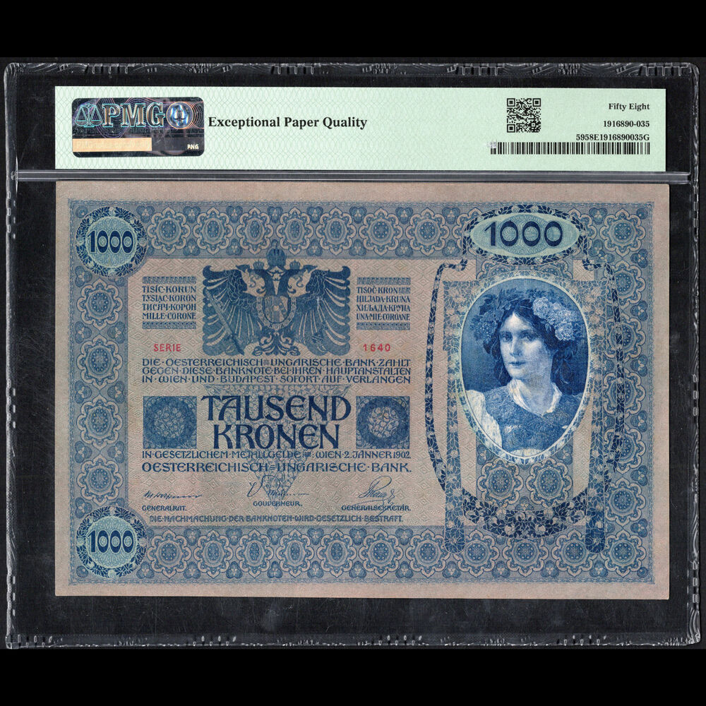 Austria - 1000 Kronen 1902 - Pick # 59 - PMG 58 EPQ