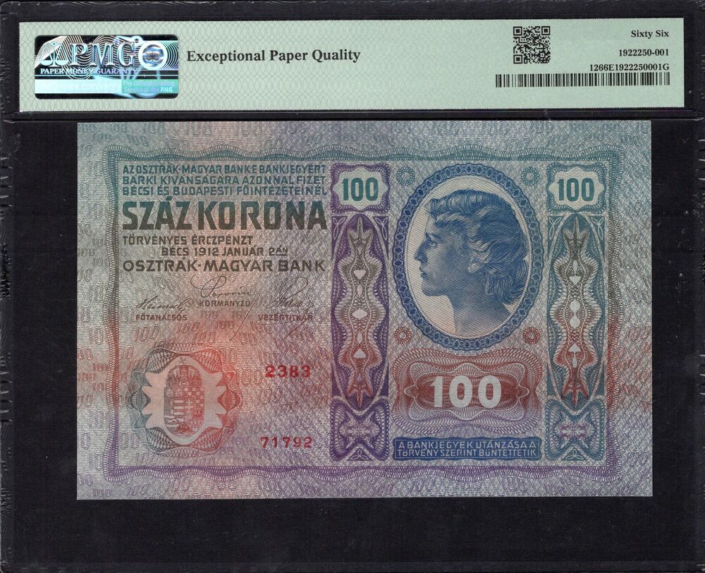 Austria - 100 Kronen 1912 - Pick # 12 - PMG 66 EPQ