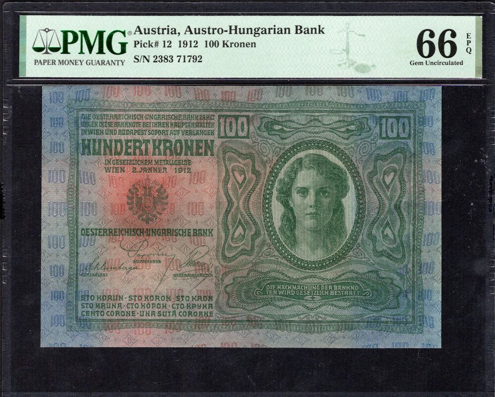 Austria - 100 Kronen 1912 - Pick # 12 - PMG 66 EPQ