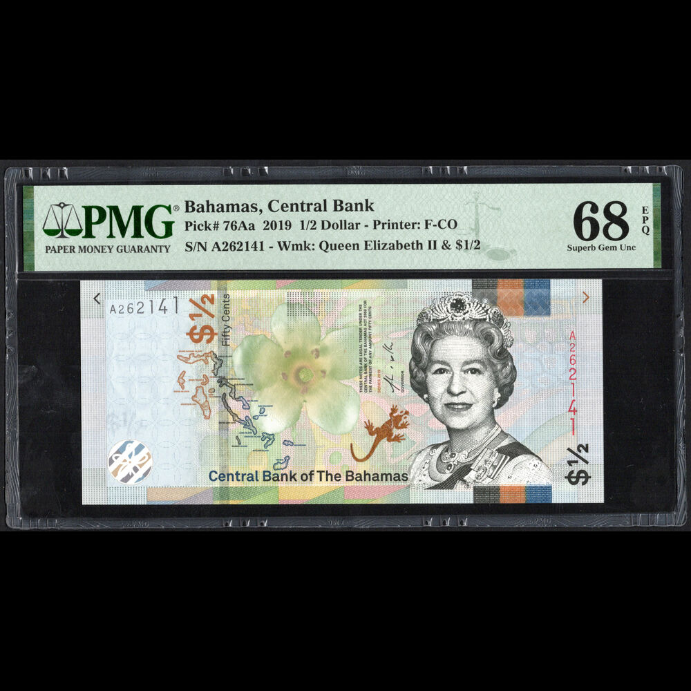 Bahamas - 1/2 Dollar 2019 - Pick # 76Aa - PMG 68 EPQ