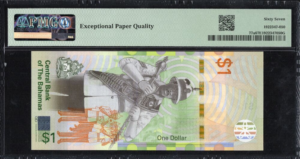 Bahamas - 1 Dollar 2017 - Pick # 77a - PMG 67 EPQ