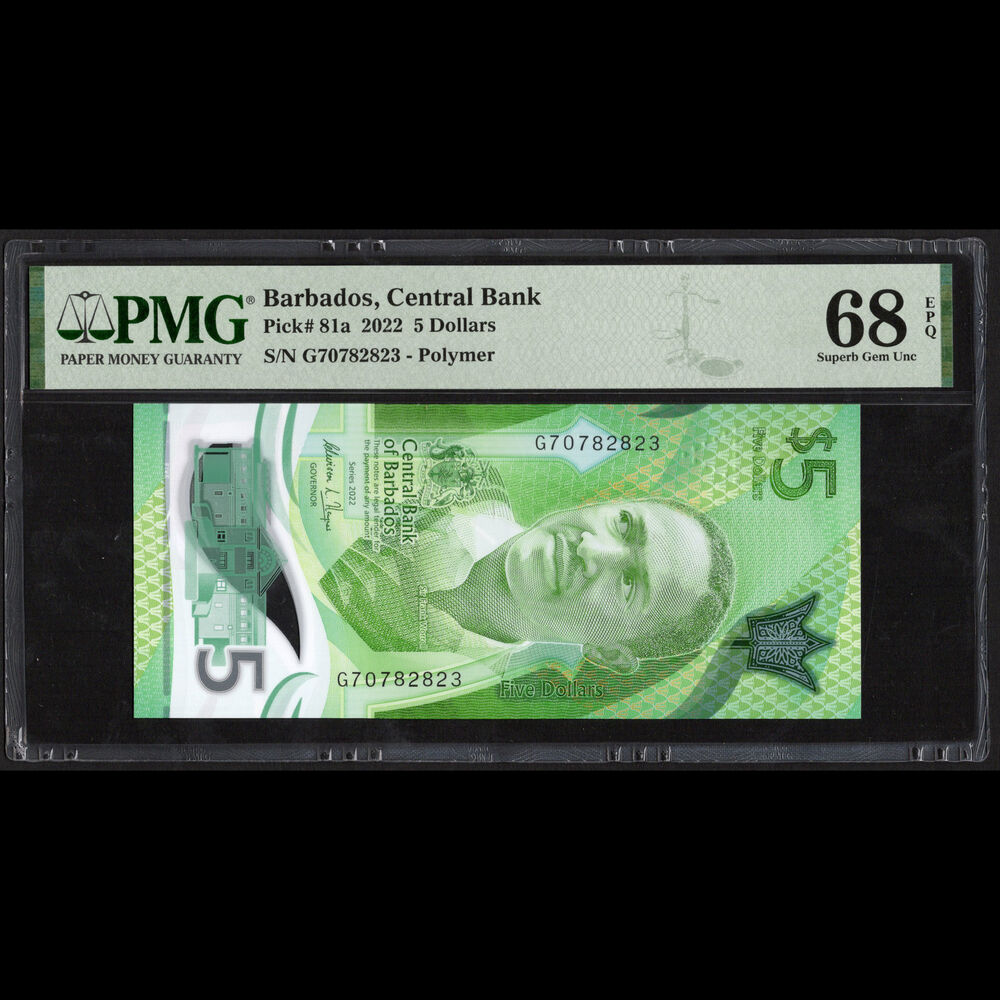 Barbados - 5 Dollars 2022 - Pick # 81a - PMG 68 EPQ