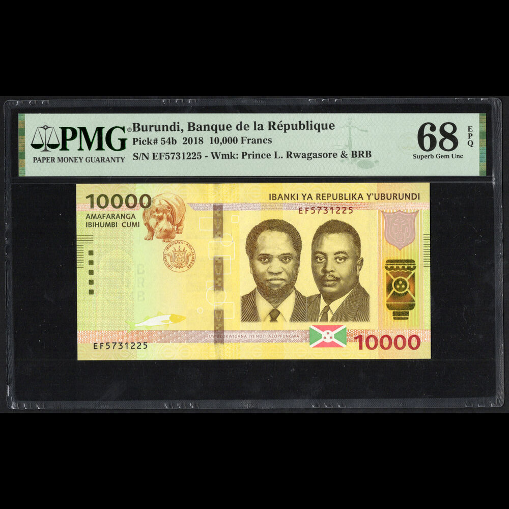 Burundi - 10.000 Francs 2018 - Pick # 54b - PMG 68 EPQ