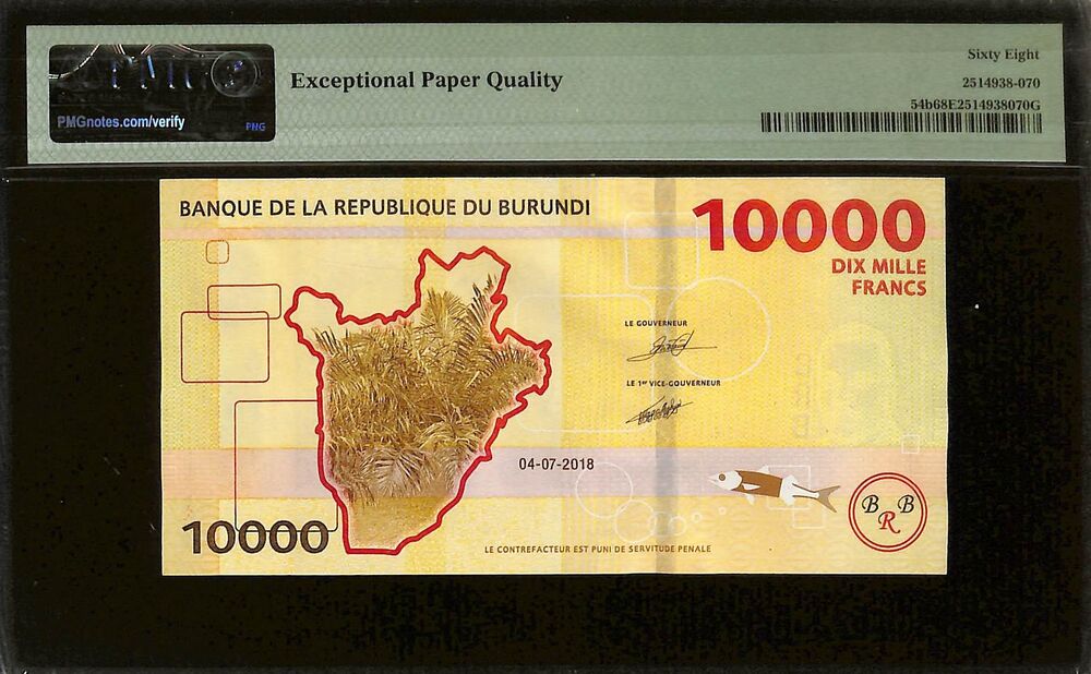 Burundi - 10.000 Francs 2018 - Pick # 54b - PMG 68 EPQ