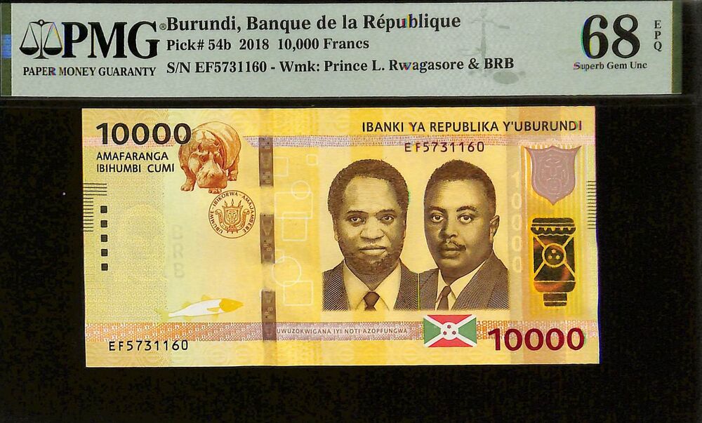 Burundi - 10.000 Francs 2018 - Pick # 54b - PMG 68 EPQ