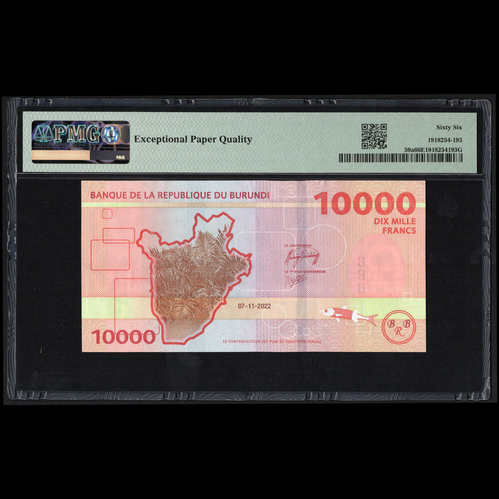 Burundi - 10.000 Francs 2022 - Pick # 59a - PMG 66 EPQ