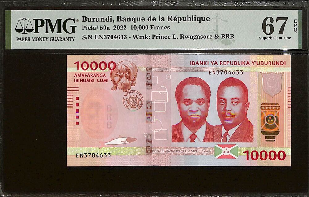 Burundi - 10.000 Francs 2022 - Pick # 59a - PMG 67 EPQ