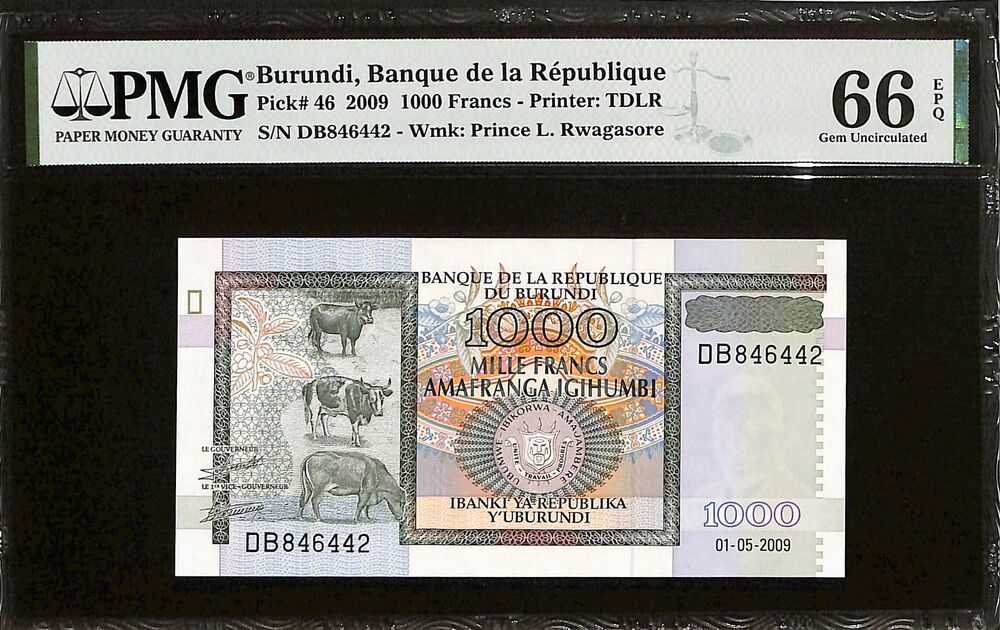 Burundi - 1000 Francs 2009 - Pick # 46 - PMG 66 EPQ