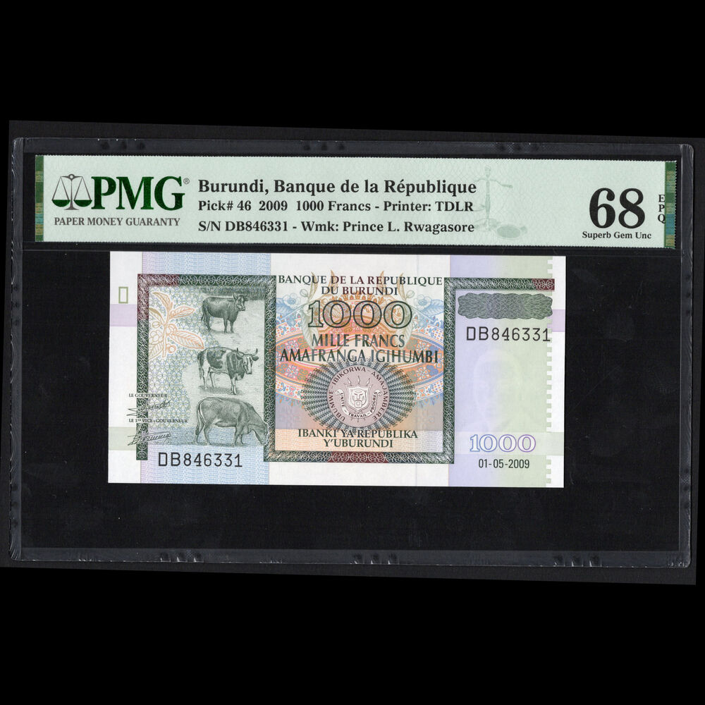 Burundi - 1000 Francs 2009 - Pick # 46 - PMG 68 EPQ