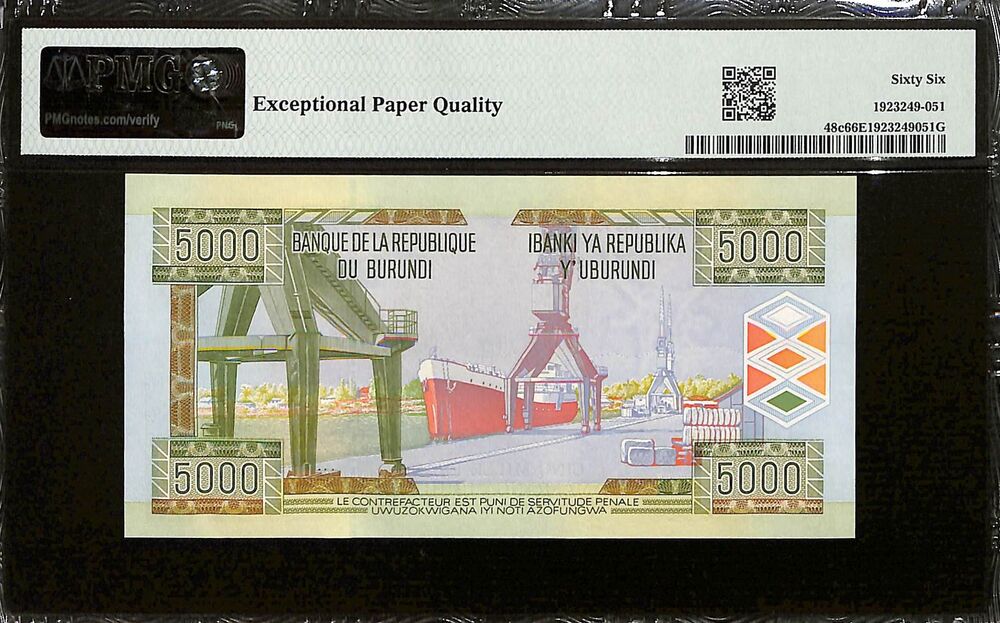Burundi - 5000 Francs 2013 - Pick # 48c - PMG 66 EPQ