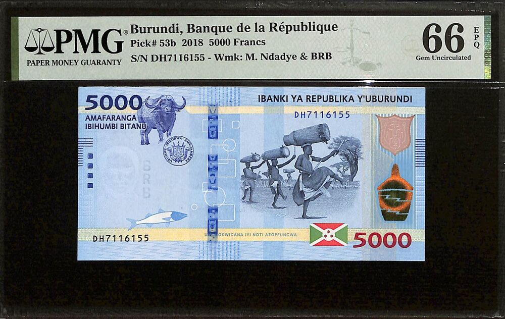 Burundi - 5000 Francs 2018 - Pick # 53b - PMG 66 EPQ