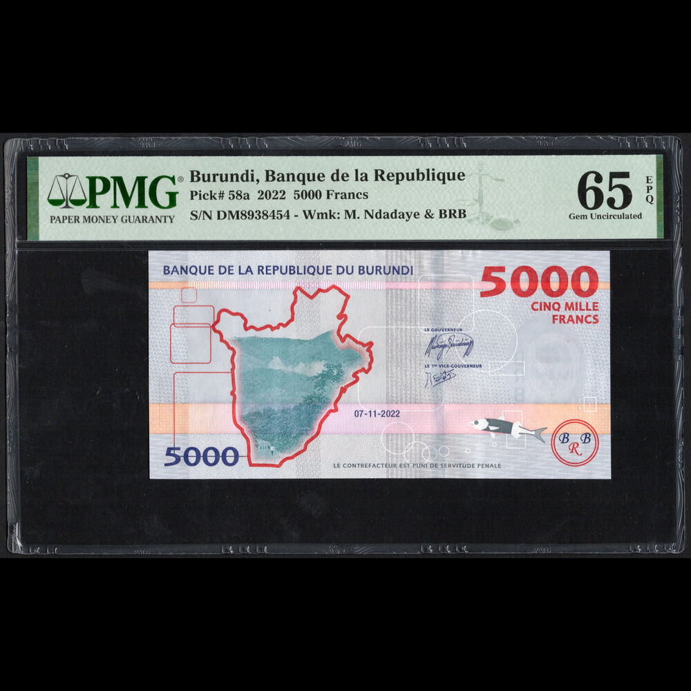 Burundi - 5000 Francs 2022 - Pick # 58a - PMG 65 EPQ