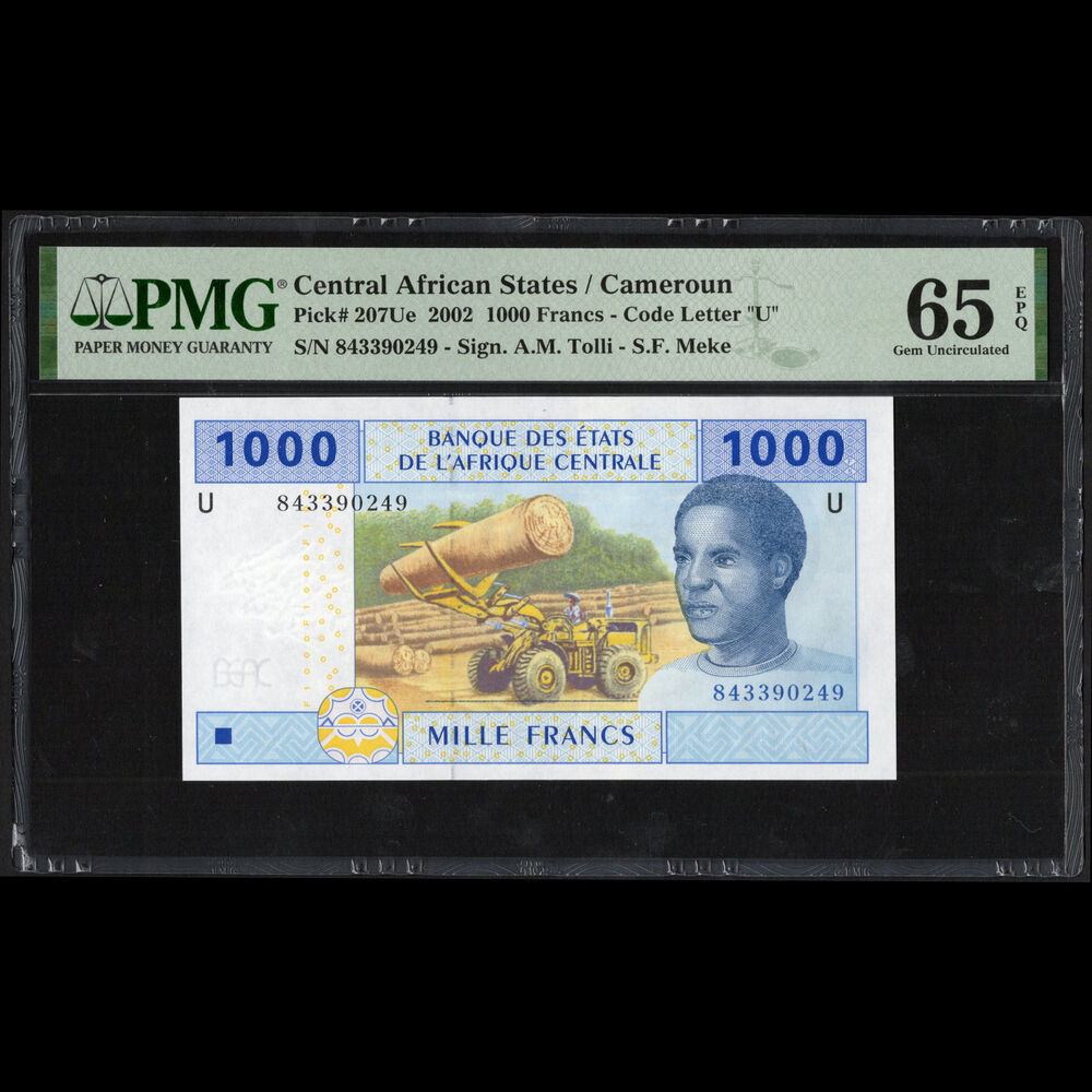 Central African States - Cameroon - 1.000 Francs 2002 - Pick# 207Ue - PMG 65 EPQ