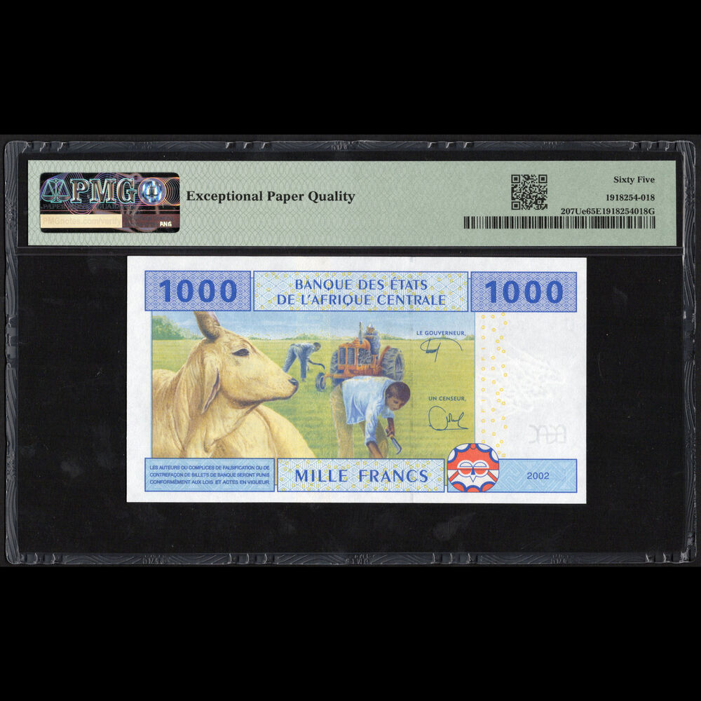 Central African States - Cameroon - 1.000 Francs 2002 - Pick# 207Ue - PMG 65 EPQ
