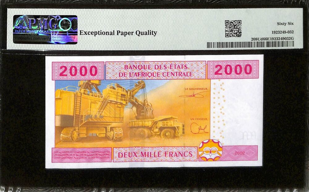 Central African States - Cameroun - 2000 Francs 2002 - Pick # 208Ud - PMG 66 EPQ