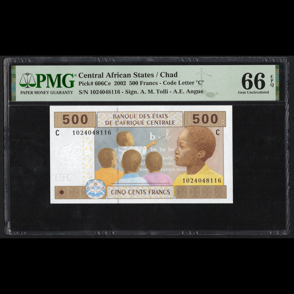 Central African States - Chad - 500 Francs 2002 - Pick # 606Ce - PMG 66 EPQ
