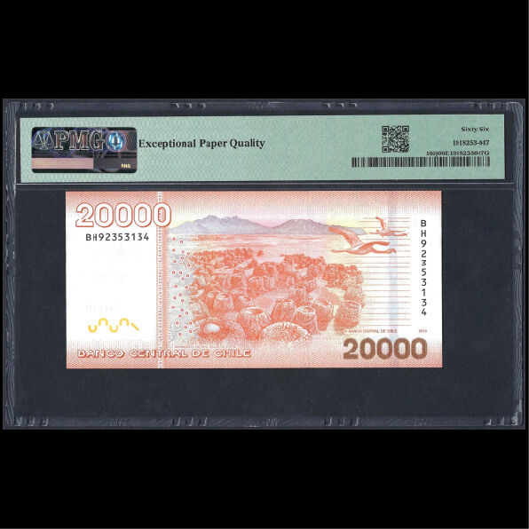 Chile - 20.000 Pesos 2019 - Pick # 165j - PMG 66 EPQ