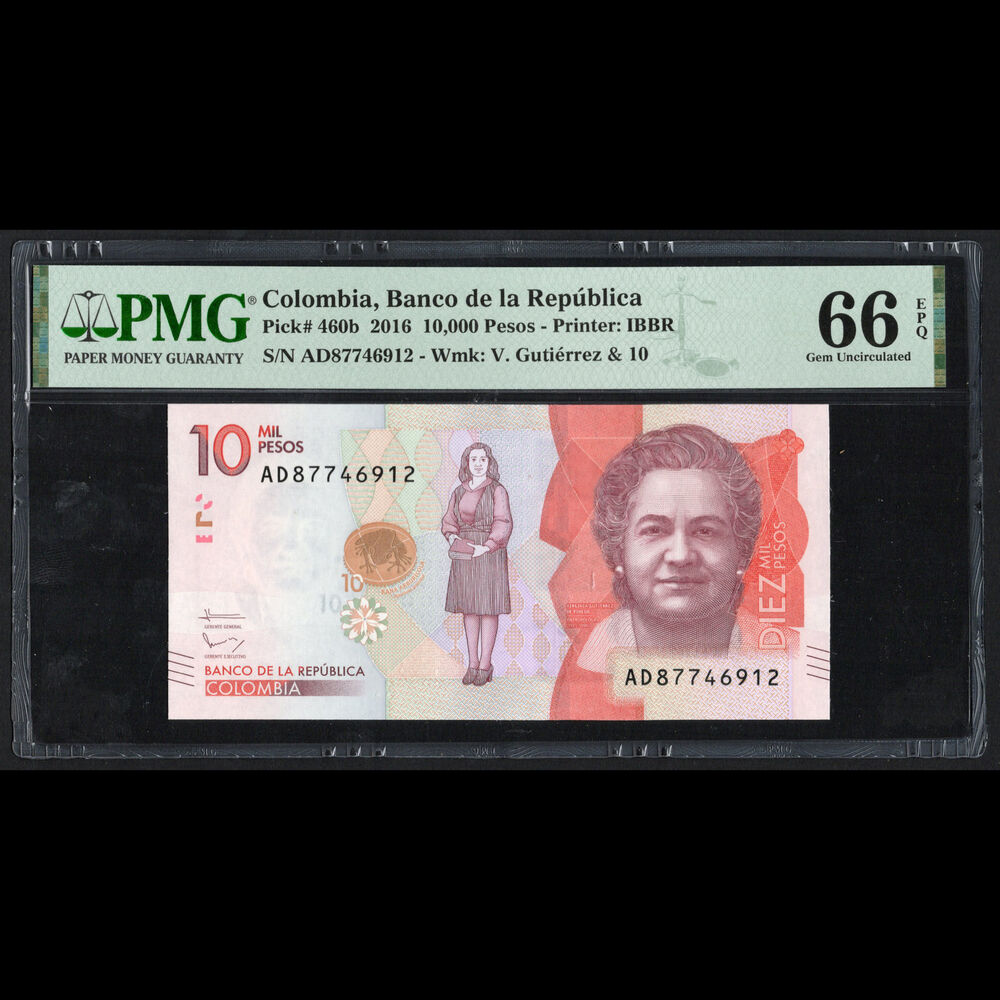 Colombia - 10.000 Pesos 2016 - Pick # 460b - PMG 66 EPQ