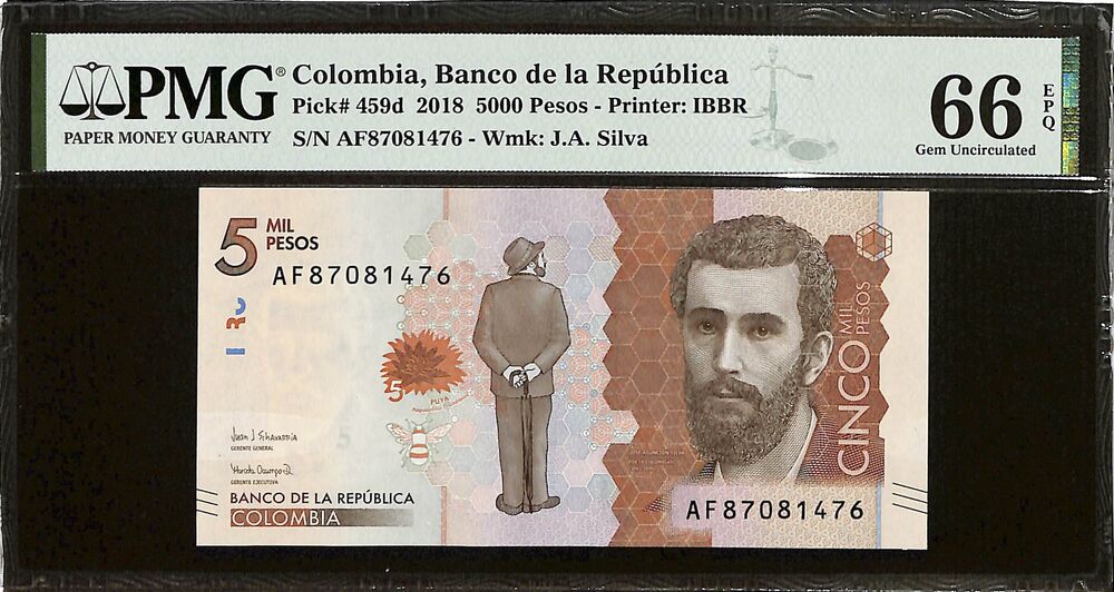 Colombia - 5000 Pesos 2018 - Pick # 459d - PMG 66 EPQ