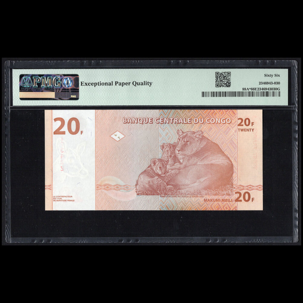 Congo - 20 Francs 1997 - Pick # 88A - REPLACEMENT - PMG 66 EPQ