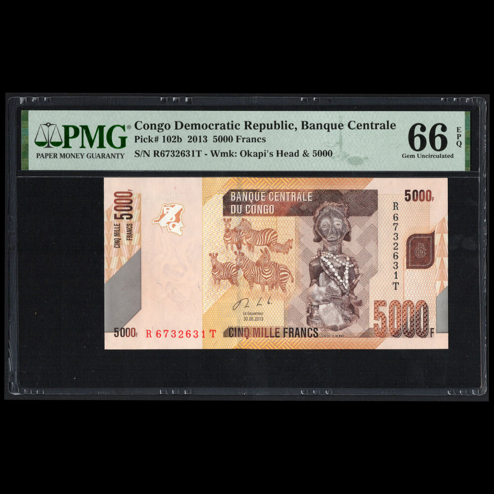 Congo - 5000 Francs 2013 - Pick # 102b - PMG 66 EPQ