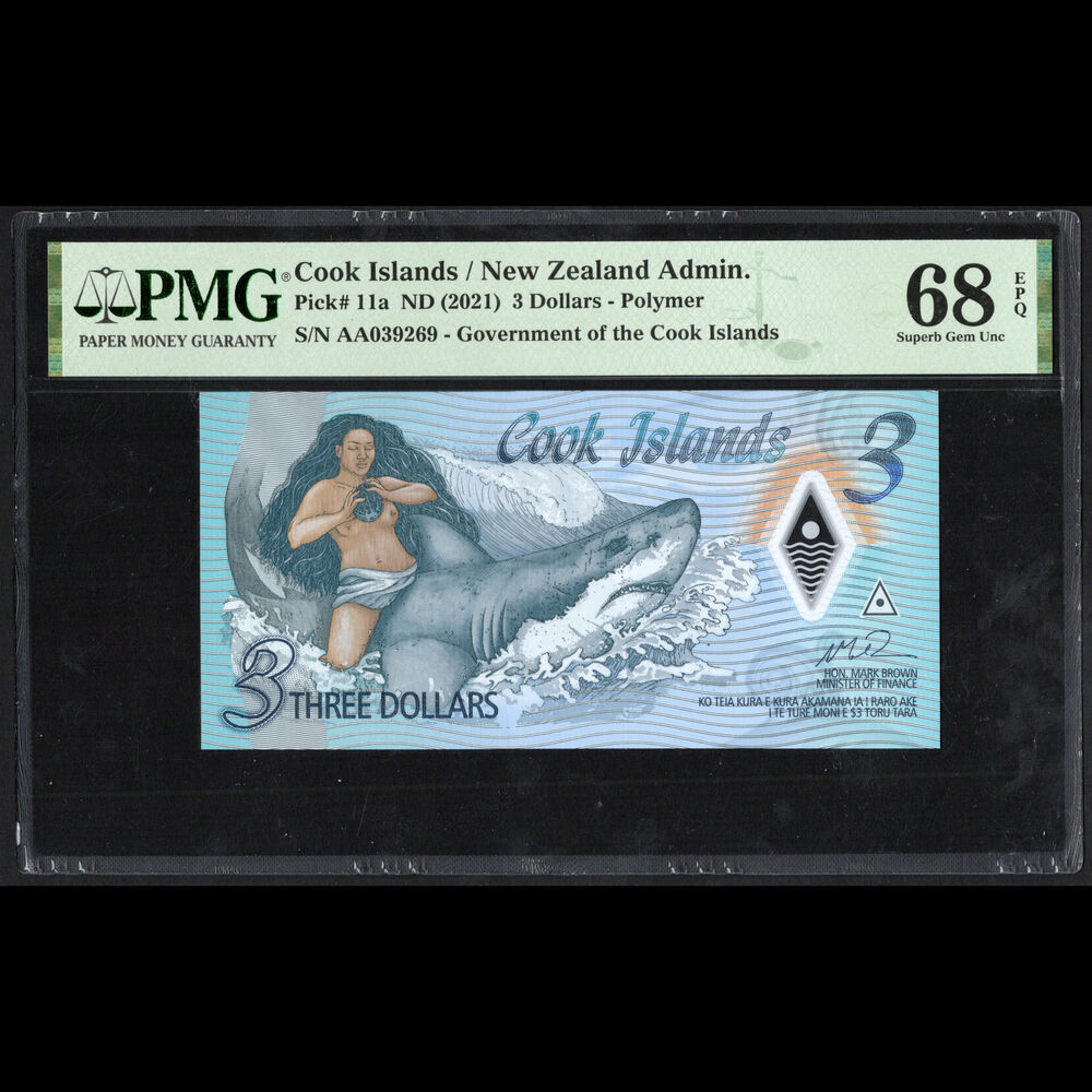Cook Islands - 3 Dollars 2021 - Pick # 11a - PMG 68 EPQ