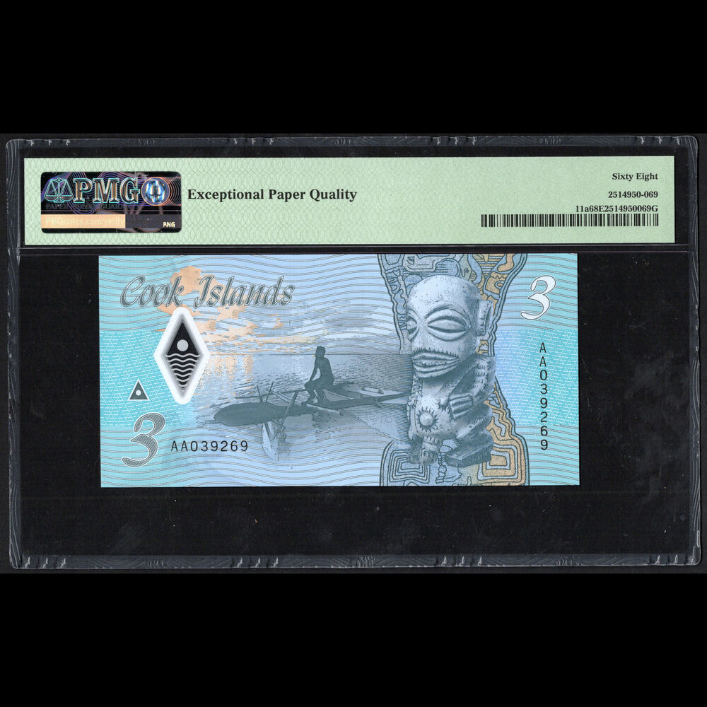 Cook Islands - 3 Dollars 2021 - Pick # 11a - PMG 68 EPQ