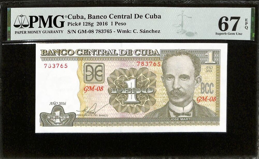 Cuba - 1 Peso 2016 - Pick # 128g - PMG 67 EPQ