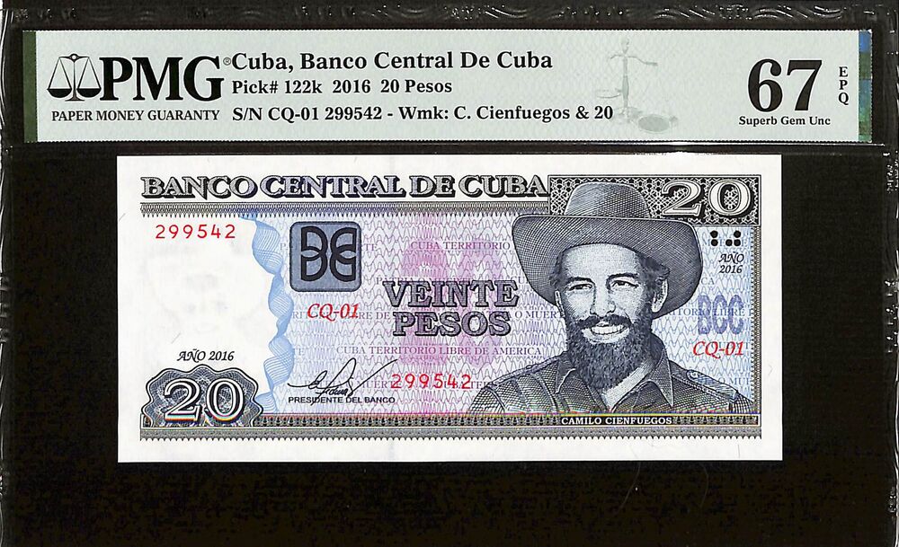 Cuba - 20 Pesos 2016 - Pick # 122k - PMG 67 EPQ