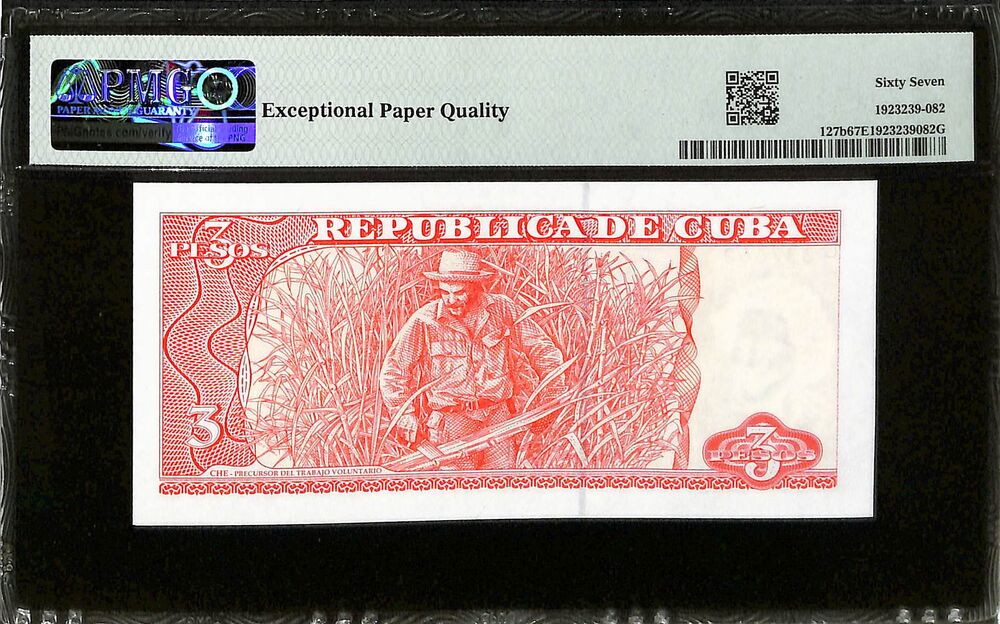 Cuba - 3 Pesos 2005 - Pick # 127b - PMG 67 EPQ
