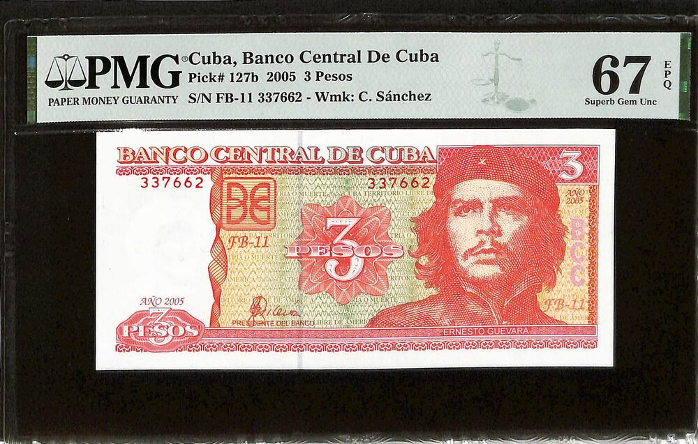 Cuba - 3 Pesos 2005 - Pick # 127b - PMG 67 EPQ
