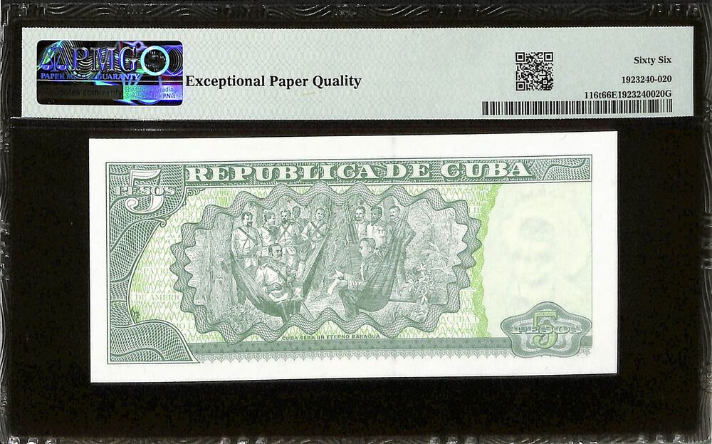 Cuba - 5 Pesos 2019 - Pick # 116t - PMG 66 EPQ