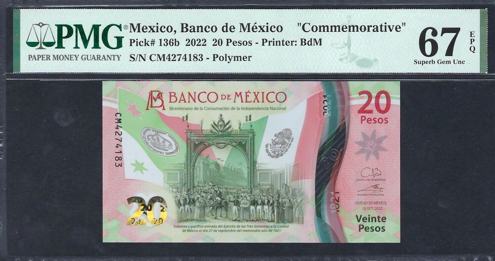 Mexico - 20 Pesos 2022 - Pick # 136b - COMMEMORATIVE - PMG 67 EPQ