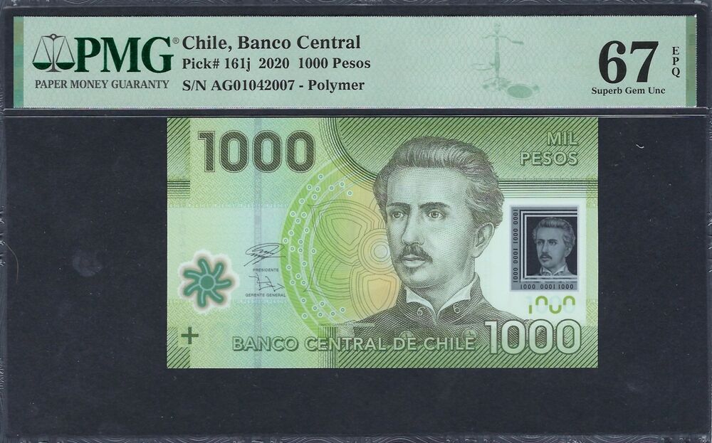 Chile - 1000 Pesos 2020 - Pick # 161J - PMG 67 EPQ