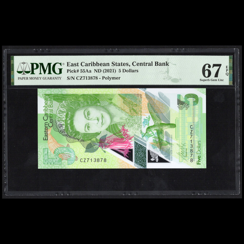 East Carribean States - 5 Dollars 2021 - Pick # 55Aa - PMG 67 EPQ