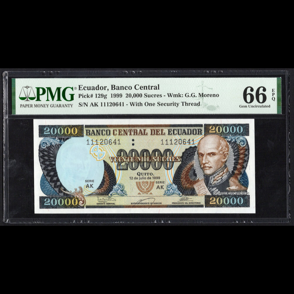 Ecuador - 20.000 Sucres 1999 - Pick # 129g - PMG 66 EPQ