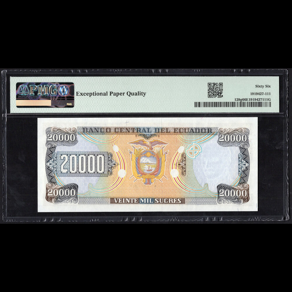 Ecuador - 20.000 Sucres 1999 - Pick # 129g - PMG 66 EPQ