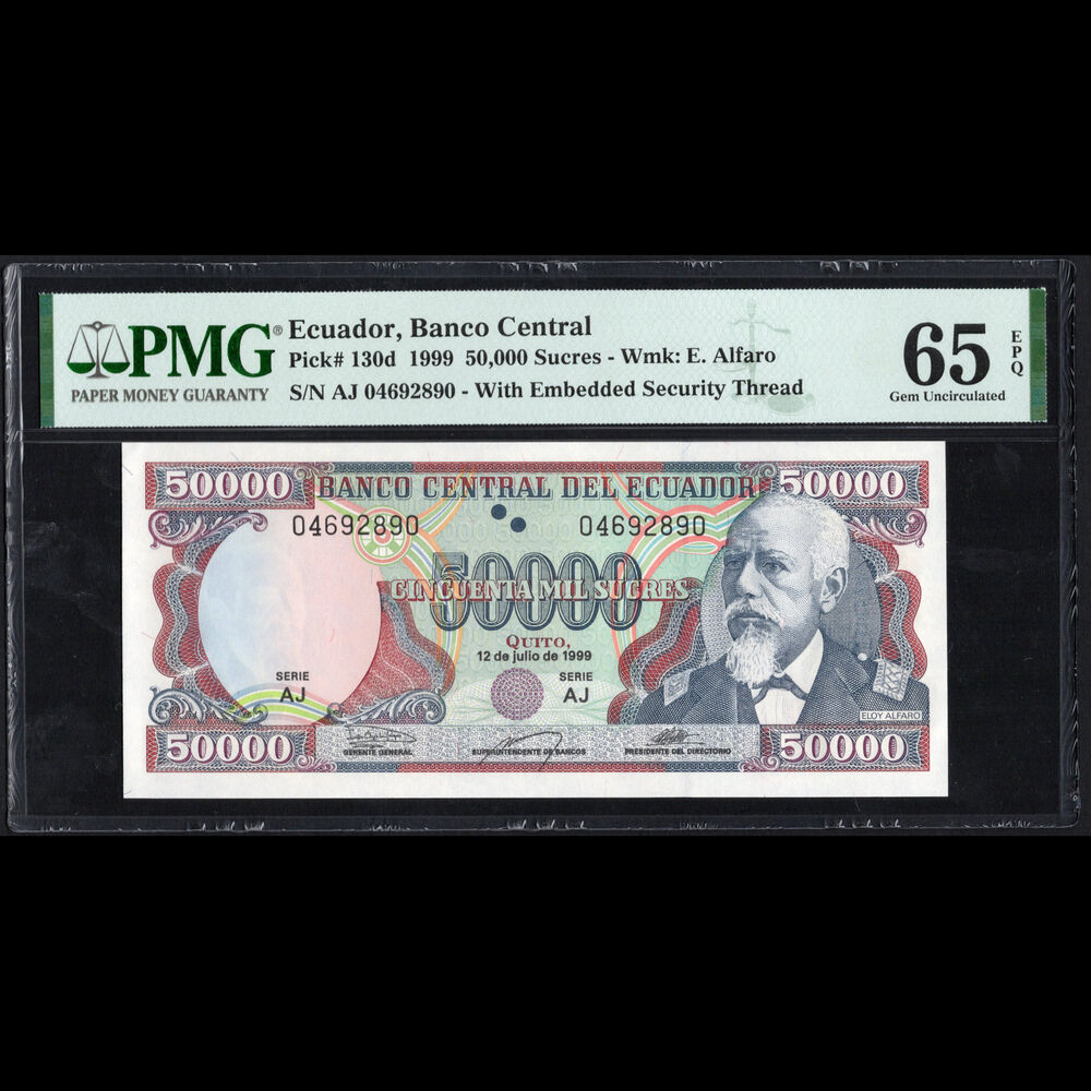 Ecuador - 50.000 Sucres 1999 - Pick # 130d - PMG 65 EPQ