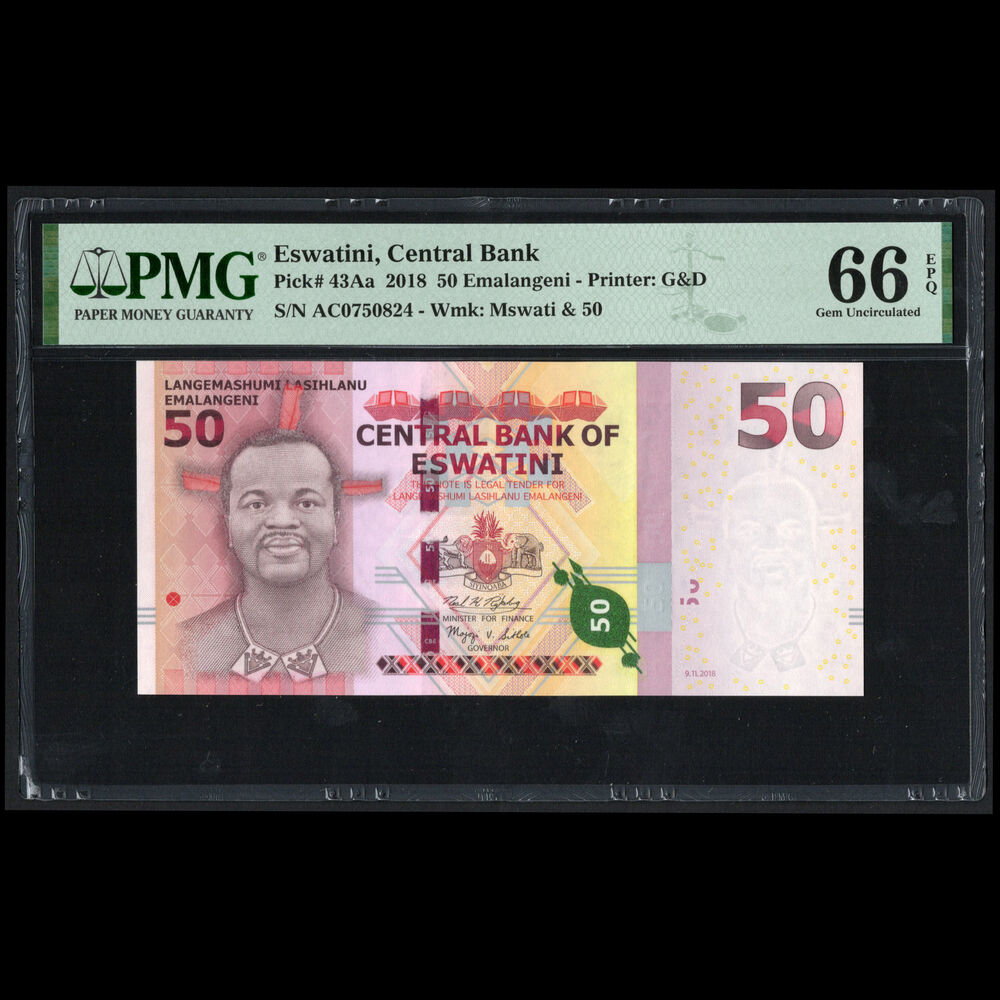 Eswatini - 50 Emalangeni 2018 - Pick # 43Aa - PMG 66 EPQ